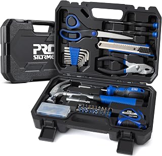 Prostormer 93-Piece Tool Kit, Basic Household Repair Tool Set with Toolbox Storage Case, Small Starter Tool Box Kit for Homeowners and College Students (Blue)