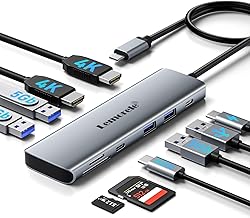 Laptop Docking Station Dual HDMI Monitor, 10 in 1 USB C Hub with 2 HDMI Ports, PD Charging, SD/TF, 5 USB C/A Ports, Laptop Docking Station for Dell XPS/HP/Lenovo/Surface(MacOS only Supports SST Mode)